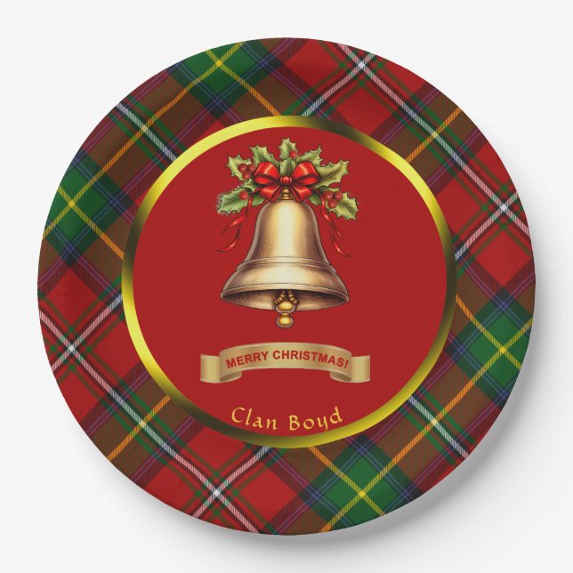 Boyd Tartan Personalised Christmas Paper Plate (Front)