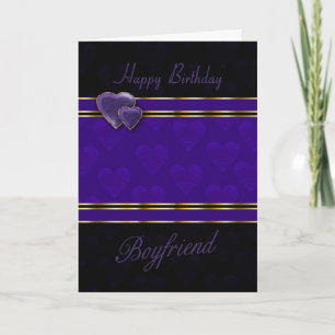 boyfriend birthday card modern design, purple and