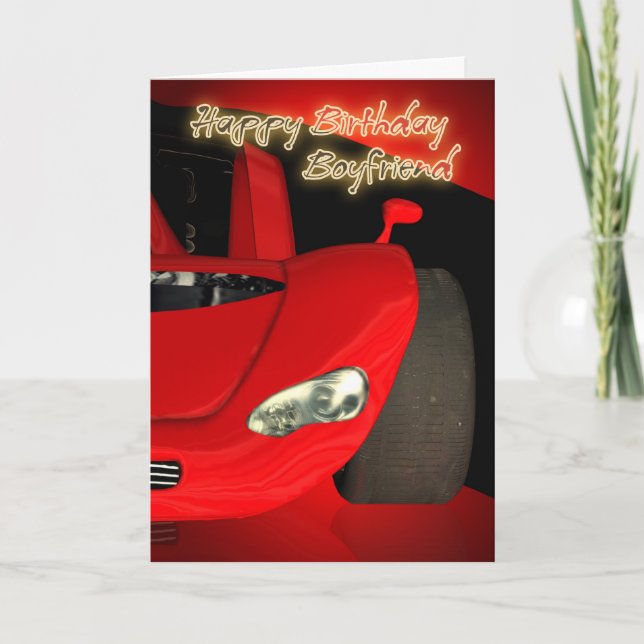 Boyfriend Birthday Card With Red Sports Car (Front)