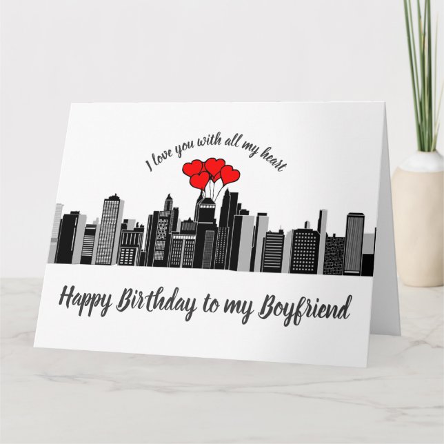 Boyfriend Birthday Love my Heart City Streets Card (Front)