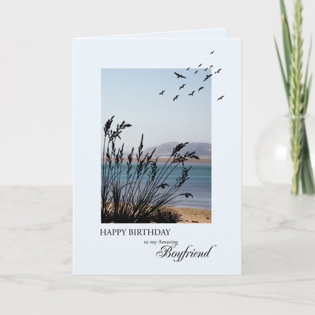 Boyfriend Birthday, Seaside Scene Card (Front)