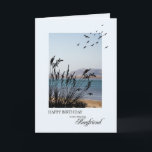 Boyfriend Birthday, Seaside Scene Card<br><div class="desc">A lovely birthday card for a boyfriend. A seaside scene with silhouetted grass and seagulls. A lovely tranquil scene to promote memories of seaside holidays.</div>