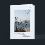 Boyfriend Birthday, Seaside Scene Card<br><div class="desc">A lovely birthday card for a boyfriend. A seaside scene with silhouetted grass and seagulls. A lovely tranquil scene to promote memories of seaside holidays.</div>