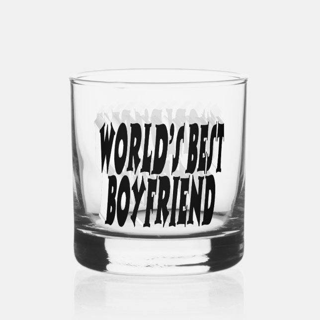 Boyfriend black typography whiskey glass (Front)