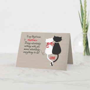 Boyfriend Cats in Love Valentine, Custom Personali Holiday Card