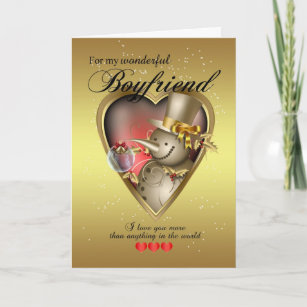 Boyfriend Christmas Card - Snowman In Heart