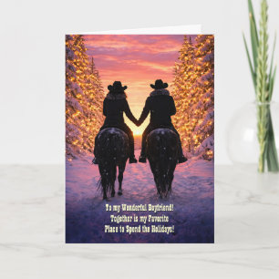 Boyfriend Christmas Romance Couple Outdoors Card