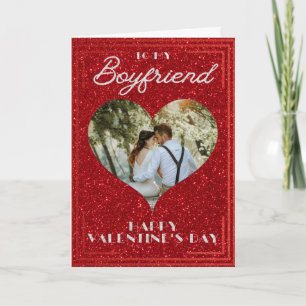 Boyfriend Custom Photo Glitter Valentine Card