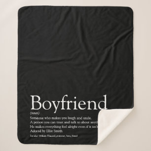 Boyfriend Definition Black and White Modern Sherpa Blanket