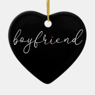 Boyfriend Definition Elegant Script Love Heart Ceramic Tree Decoration