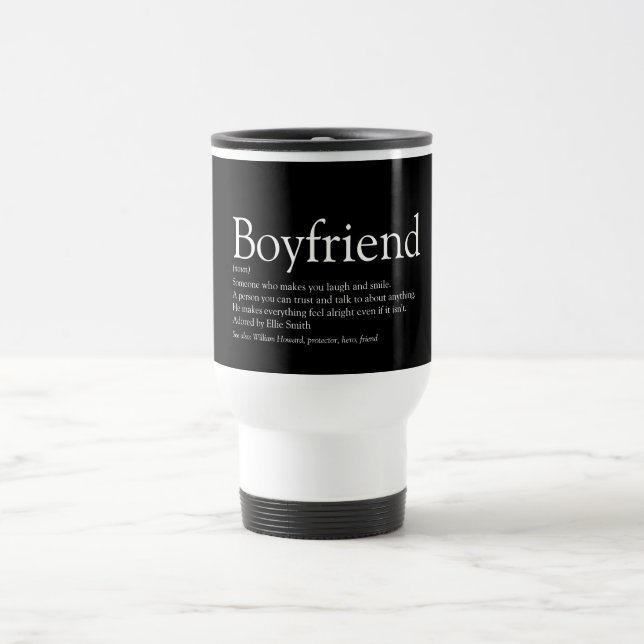 Boyfriend Definition Personalised Modern Fun Travel Mug (Center)