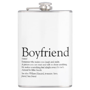 Boyfriend Definition Saying Black and White Hip Flask
