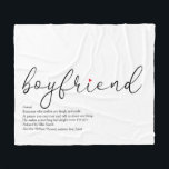 Boyfriend Definition Script Red Love Heart Fleece Blanket<br><div class="desc">Personalise for your best ever boyfriend to create a unique gift. A perfect way to show him how amazing he is every day. Designed by Thisisnotme©</div>