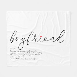 Boyfriend Definition Script Red Love Heart Fleece Blanket