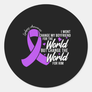 Boyfriend Epilepsy Awareness Day Disease Month  Classic Round Sticker