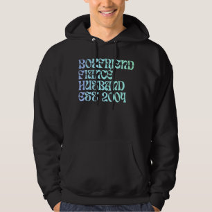Boyfriend Fiance Husband Est 2004 Wedding Annivers Hoodie