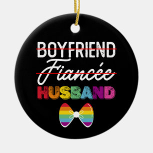 Boyfriend Fiance Husband Gay Marriage Groom LGBTQ Ceramic Tree Decoration