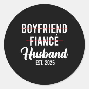 Boyfriend Fiance Husband Wedding Married Groom Est Classic Round Sticker
