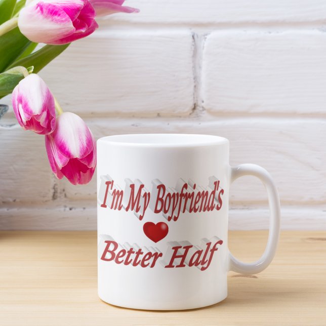 Boyfriend funny quote red text coffee mug (Creator Uploaded)
