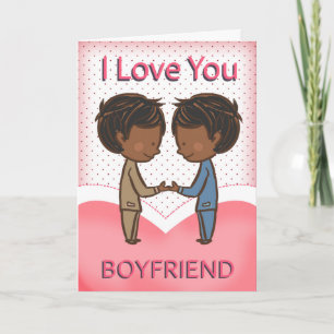 Boyfriend, Gay, Cute Loving African American Coupl Card