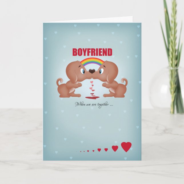 Boyfriend Gay Male Valentine's Day Kissing Dogs An Holiday Card (Front)