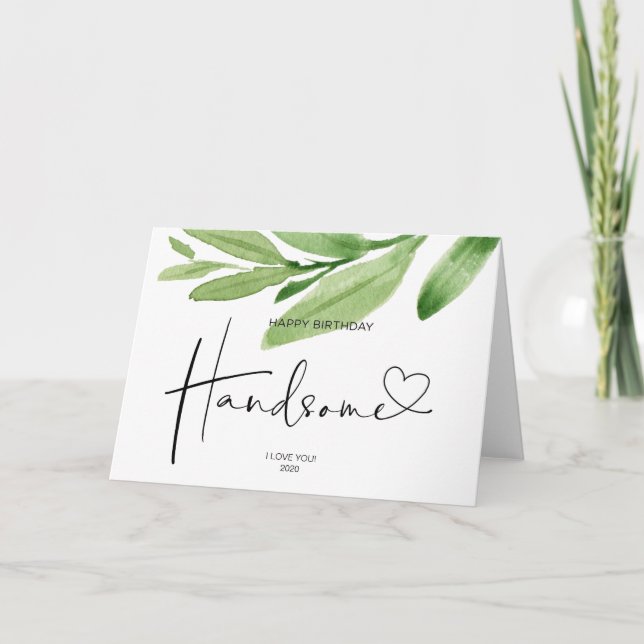 Boyfriend Gift Happy Birthday Handsome Love Card (Front)