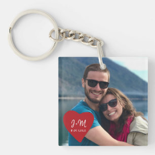 Boyfriend girlfriend couple initials date photo key ring