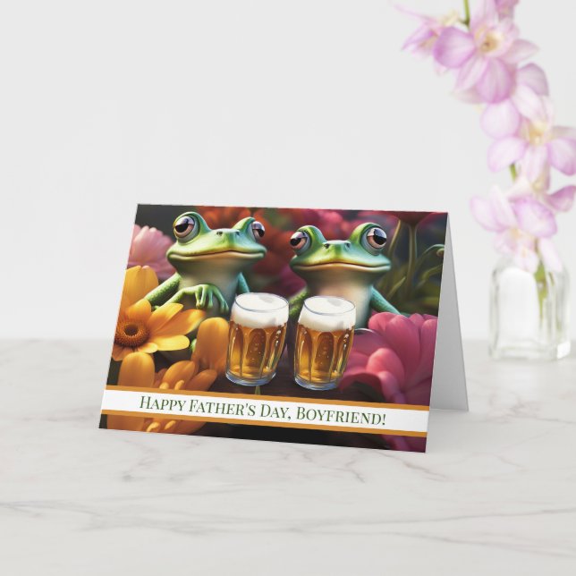 Boyfriend Happy Fathers Day Cute and Funny Beer  Card (Orchid)