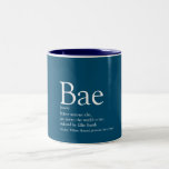 Boyfriend Husband Bae Definition Blue Two-Tone Coffee Mug<br><div class="desc">Personalise for that very special man in your life that you put before anyone else,  to create a unique gift. A perfect way to show him how amazing he is every day. Designed by Thisisnotme©</div>