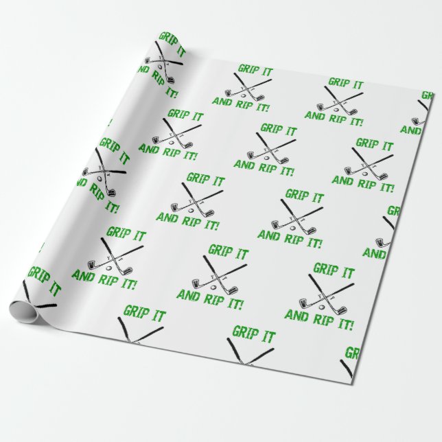 Boyfriend Husband Christmas Birthday Golfing Wrapping Paper (Unrolled)
