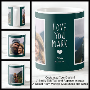 Boyfriend Love You Photos Modern Green C21 & White Coffee Mug