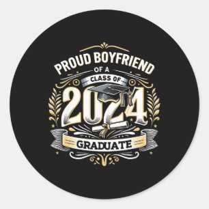 Boyfriend Of A Cl Of 2024 Senior Funny Graduation Classic Round Sticker