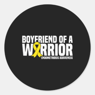 Boyfriend Of A Warrior Endometriosis Awareness  Classic Round Sticker