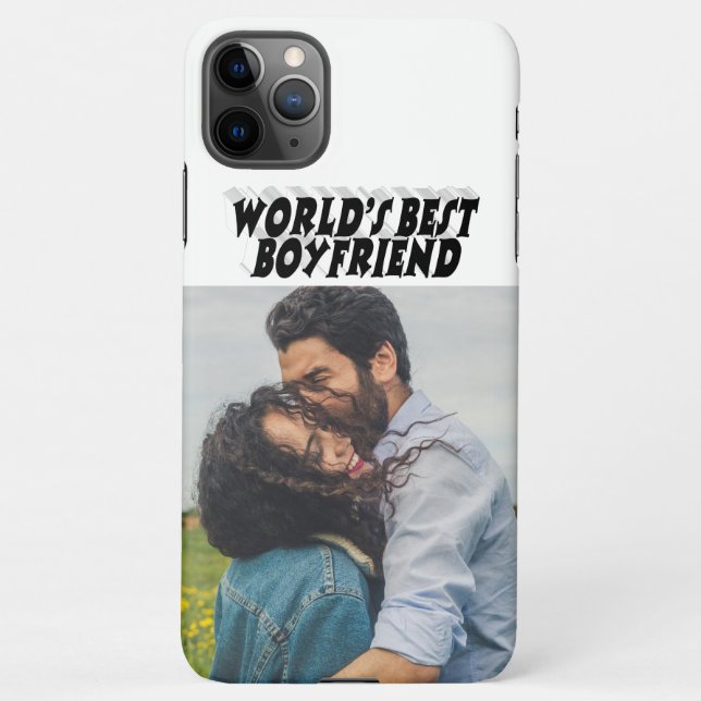 Boyfriend photo black 3d text  iPhone case (Back)