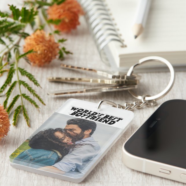 Boyfriend photo black 3d text   key ring (Front Right)