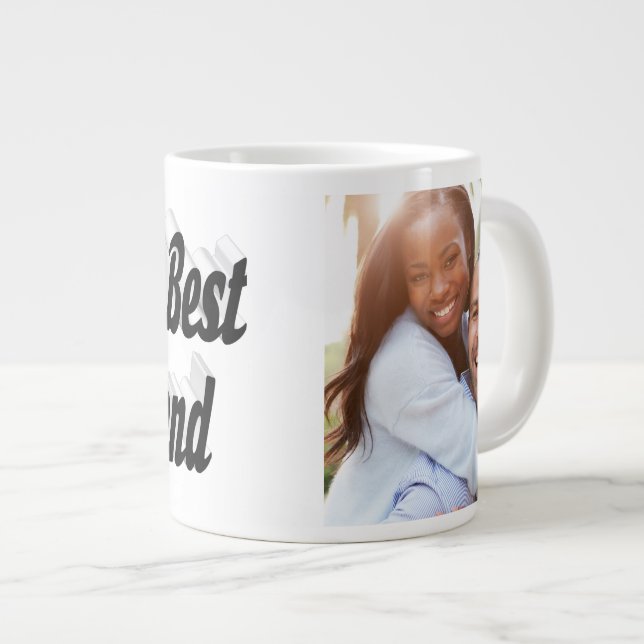 Boyfriend photo black script large coffee mug (Front Right)