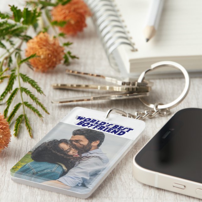 Boyfriend photo dark blue 3d text    key ring (Front Right)