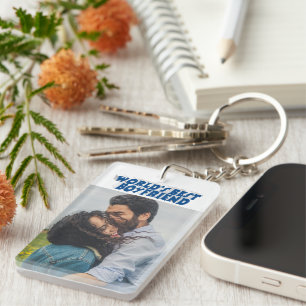 Boyfriend photo sea blue 3d text  key ring