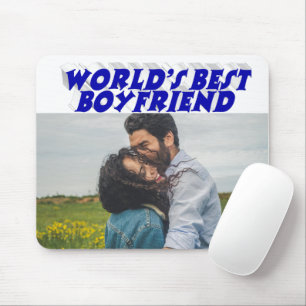 Boyfriend Photo with blue text   Mouse Mat