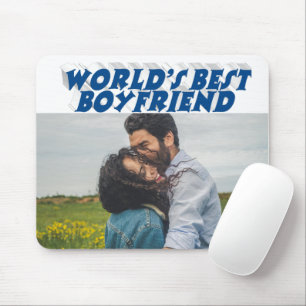 Boyfriend Photo with sea blue text Mouse Mat