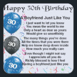Boyfriend poem 30th Birthday Square Sticker<br><div class="desc">A great gift for a boyfriend on his 30th birthday</div>