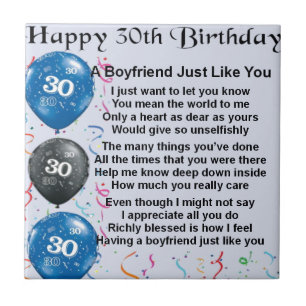 Boyfriend poem 30th Birthday Tile