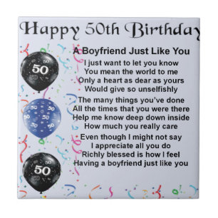 Boyfriend poem 50th birthday tile