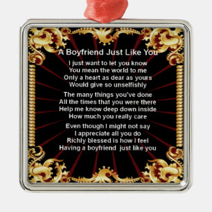 Boyfriend poem - Black design Metal Tree Decoration