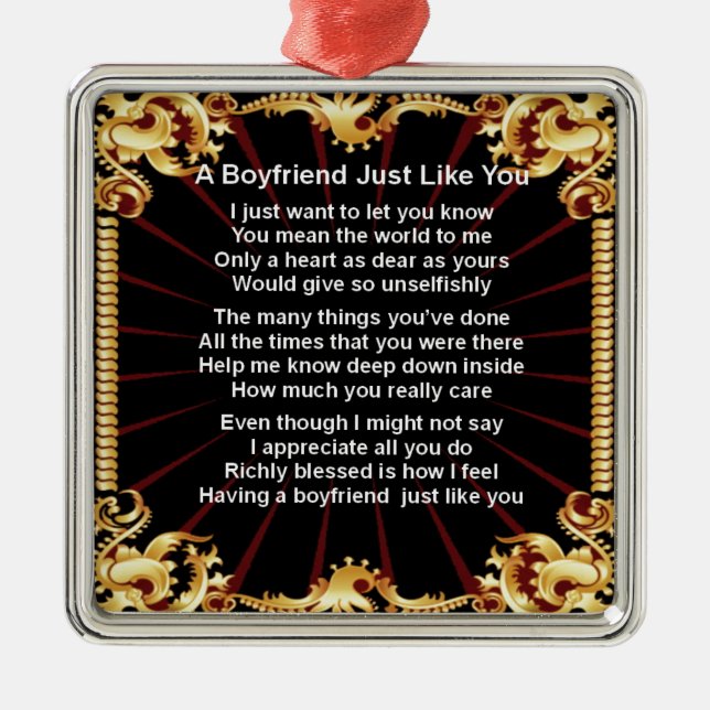 Boyfriend poem - Black design Metal Tree Decoration (Front)