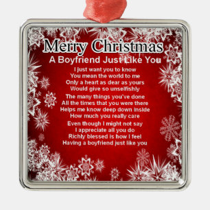 Boyfriend Poem - Christmas Design Metal Tree Decoration