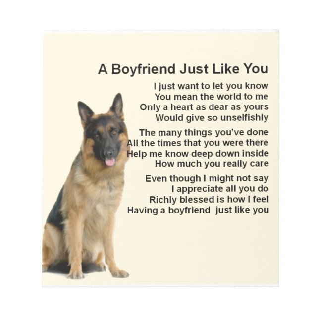 Boyfriend Poem - German Shepherd Notepad (Front)