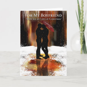 Boyfriend Stylish Holiday Card With Gay Couple