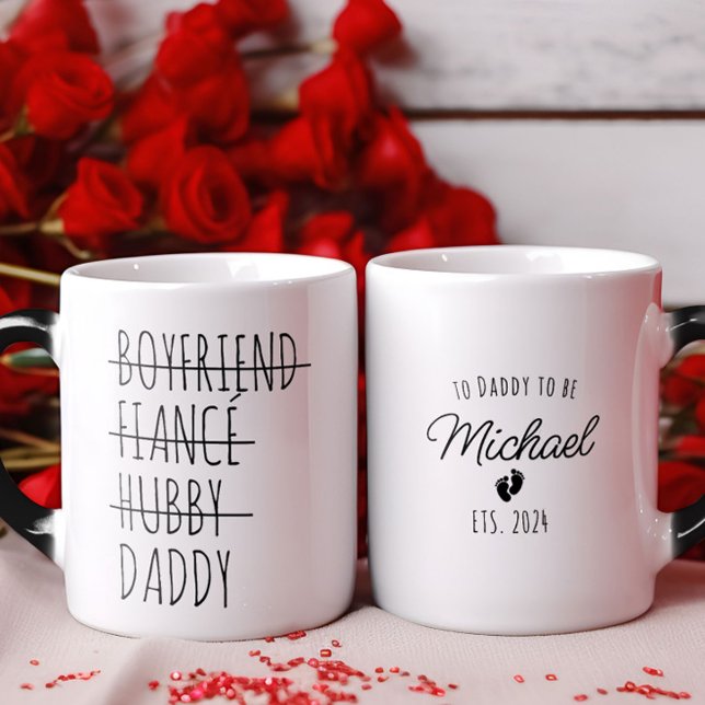 Boyfriend to Daddy Pregnancy Reveal Personalised Magic Mug (Boyfriend to Daddy Pregnancy Reveal Personalized Magic Mug)