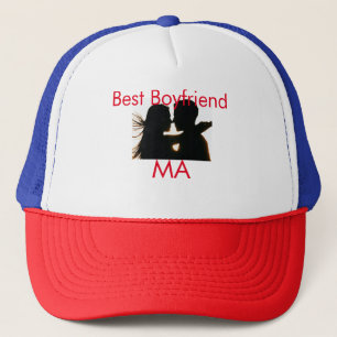 Boyfriend valentine gift add name monogram letter trucker hat